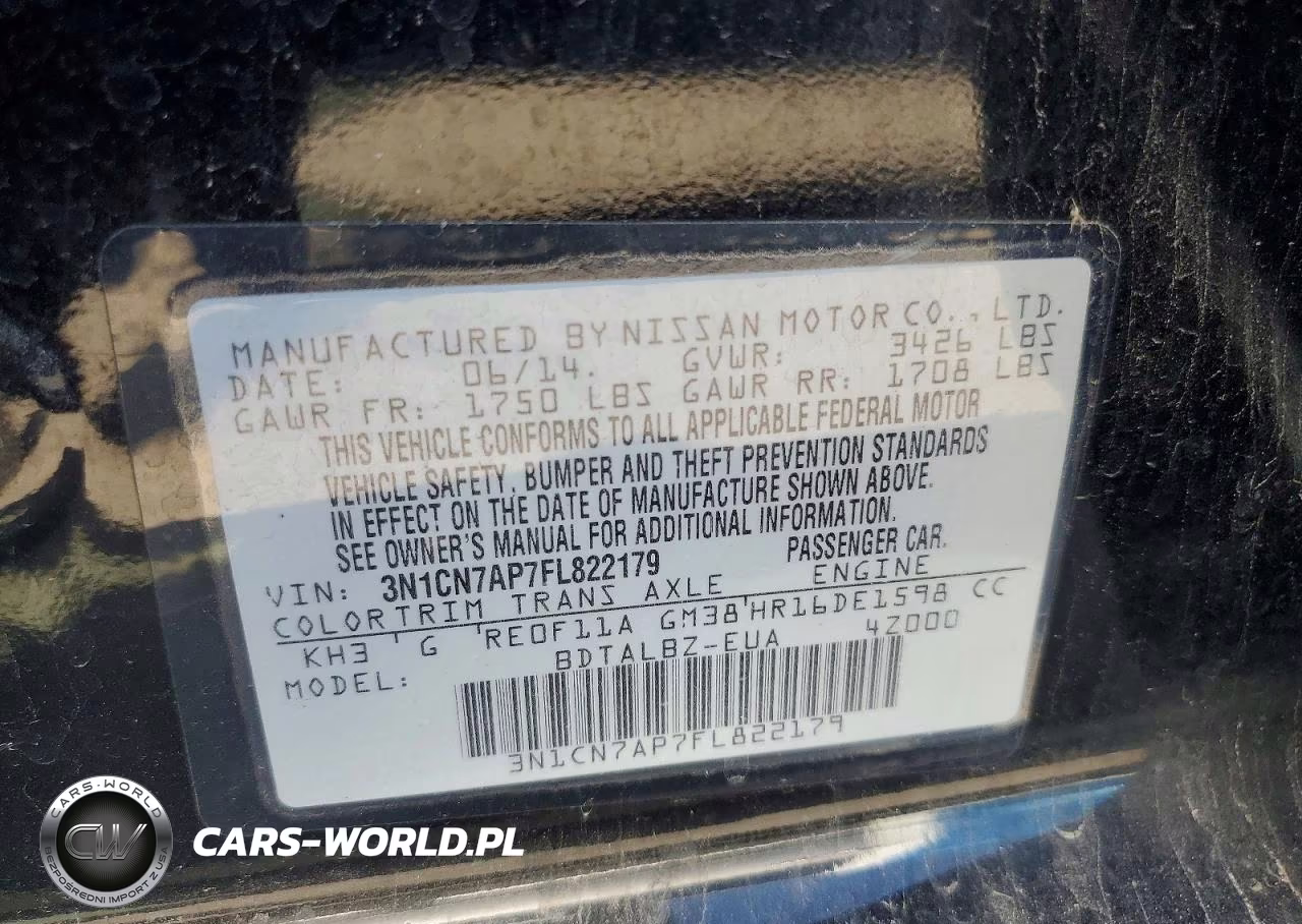 2015 Nissan Versa 1.6 Sv VIN:3N1CN7AP7FL822179 - 12