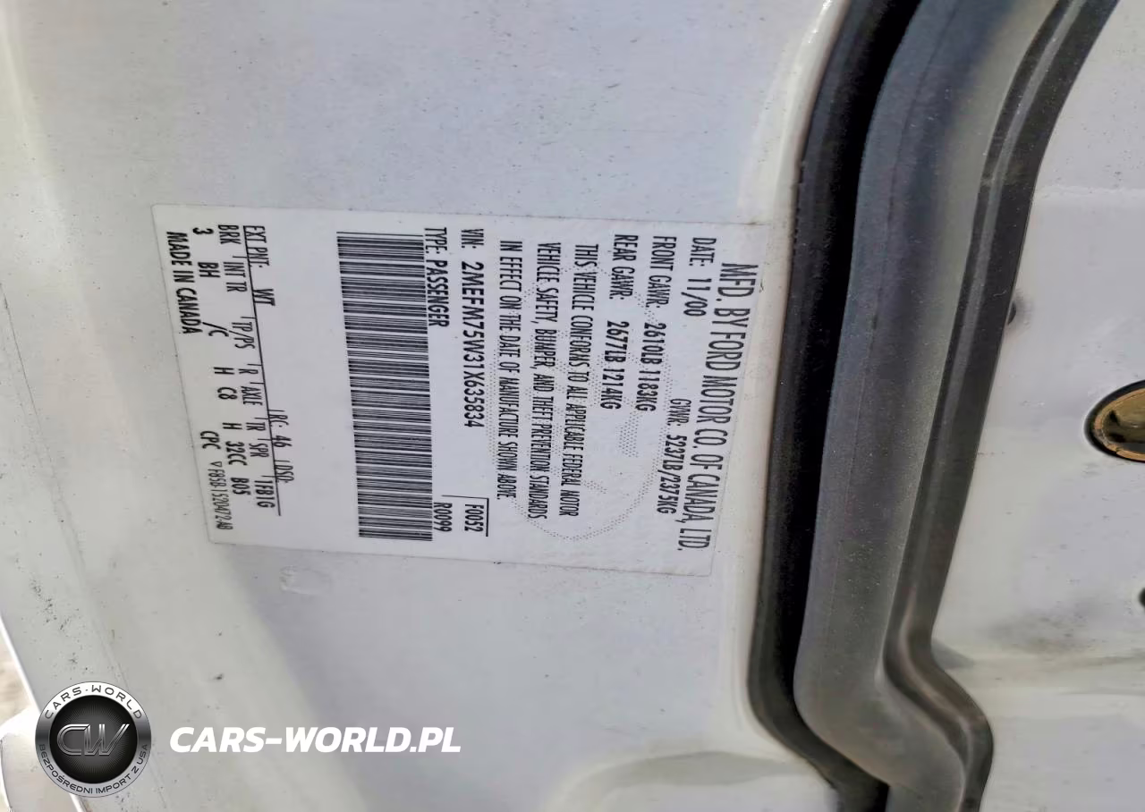 2001 Mercury Grand Marquis Ls VIN:2MEFM75W31X635834 - 12