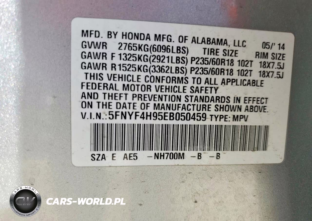 2014 Honda Pilot Touring VIN:5FNYF4H95EB050459 - 12
