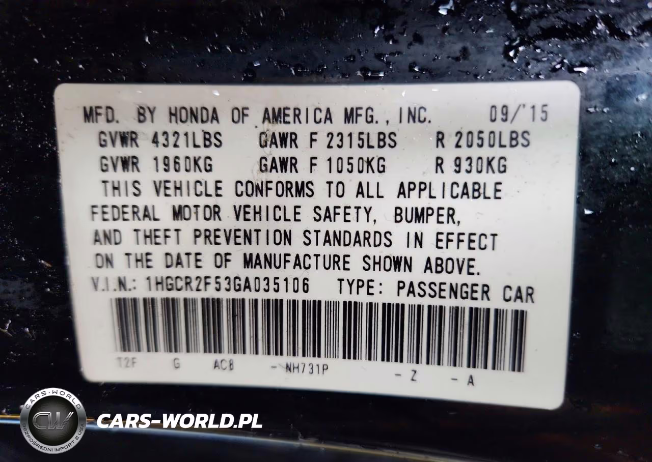 2016 Honda Accord Sport VIN:1HGCR2F53GA035106 - 12