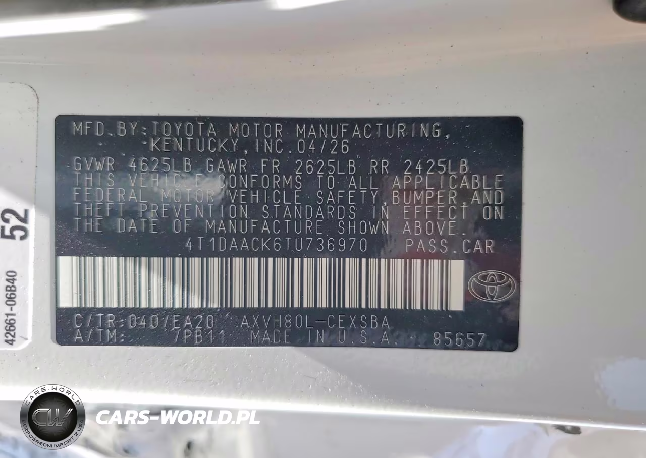 2026 Toyota Camry Se VIN:4T1DAACK6TU736970 - 12