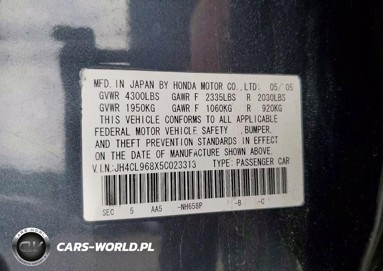 2005 Acura Tsx VIN:JH4CL968X5C023313 - 13