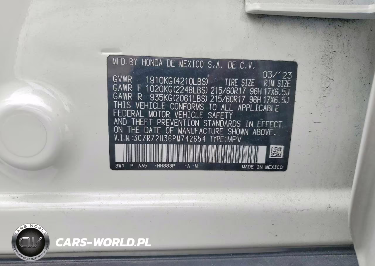 2023 Honda Hr-V Lx VIN:3CZRZ2H36PM742654 - 12
