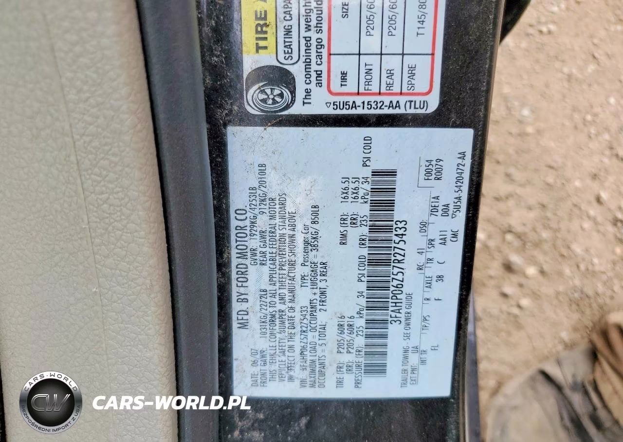 2007 Ford Fusion S VIN:3FAHP06Z57R275433 - 12