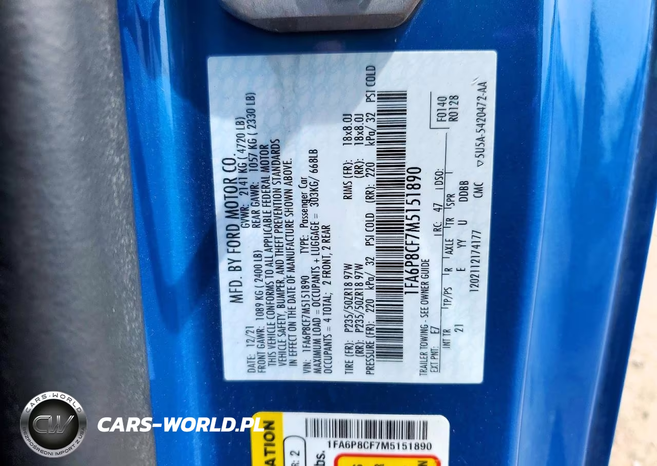 2021 Ford Mustang Gt VIN:1FA6P8CF7M5151890 - 12