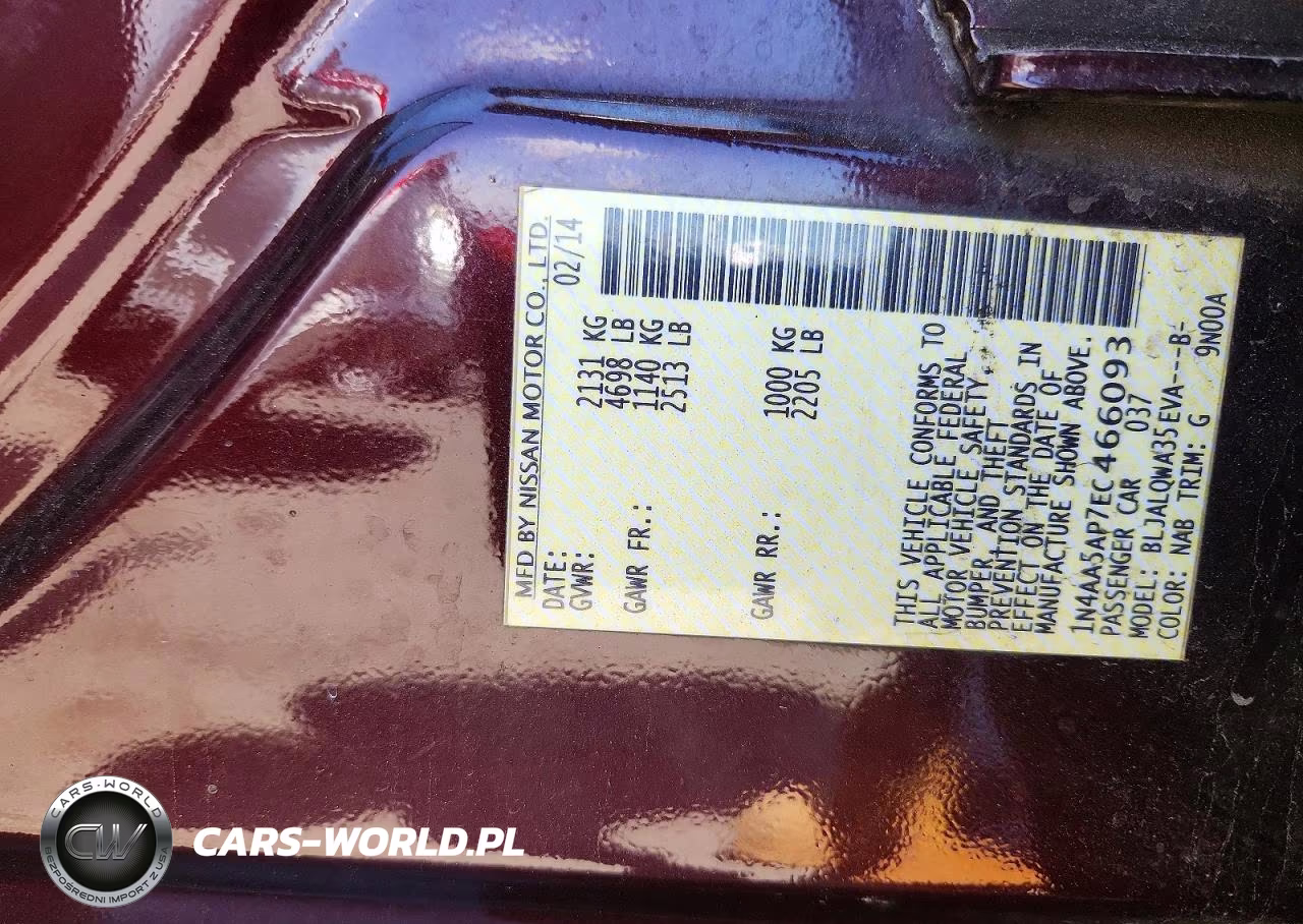 2014 Nissan Maxima 3.5 S VIN:1N4AA5AP7EC466093 - 13