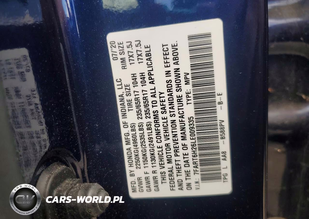2020 Honda Cr-V Lx VIN:7FART6H26LE009335 - 13