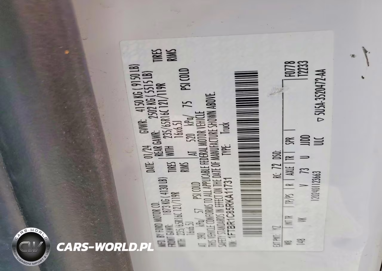 2024 Ford Transit T-250 Delivery Van VIN:1FTBR1C85RKA11731 - 13