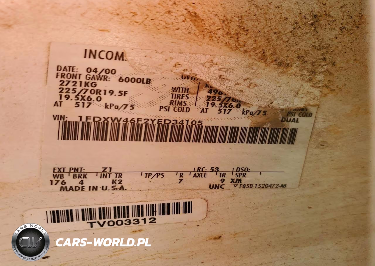 2000 Ford F450 Super Duty VIN:1FDXW46F2YED34105 - 13