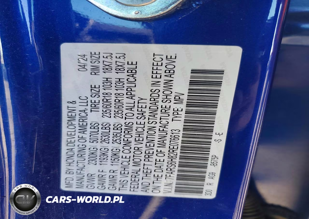 2024 Honda Cr-V Sport-L VIN:7FARS6H82RE076613 - 13