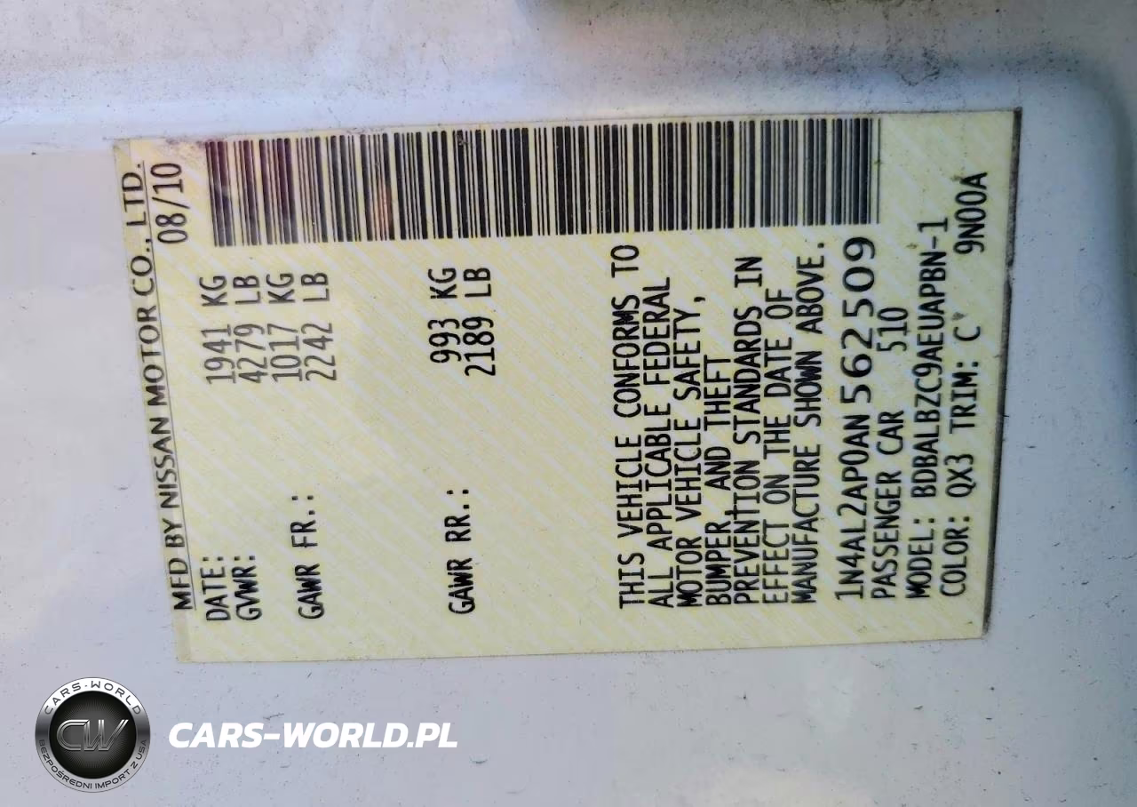2010 Nissan Altima VIN:1N4AL2AP0AN562509 - 12