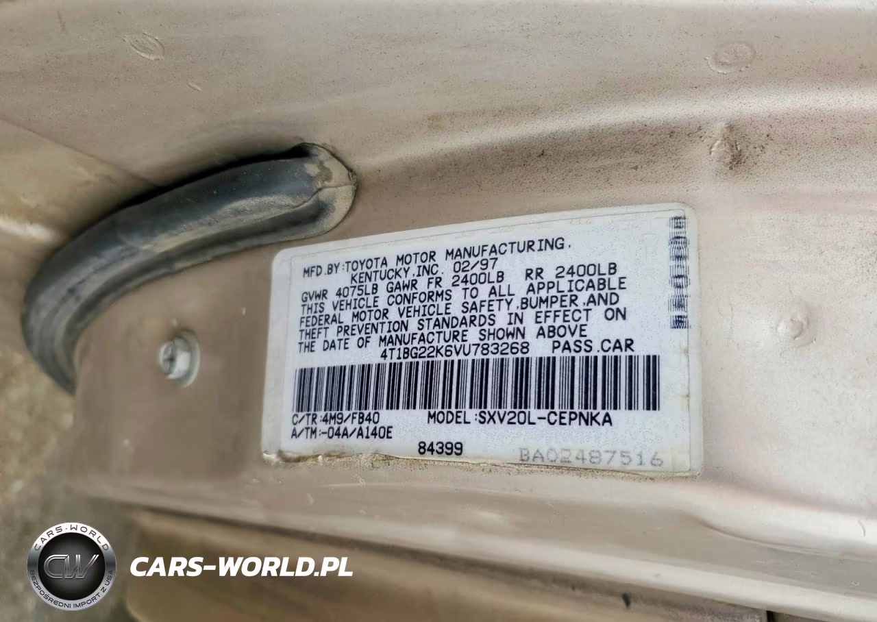 1997 Toyota Camry Le VIN:4T1BG22K6VU783268 - 12