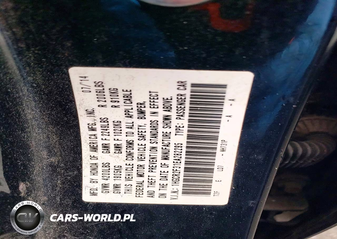 2014 Honda Accord Lx VIN:1HGCR2F31EA282295 - 12
