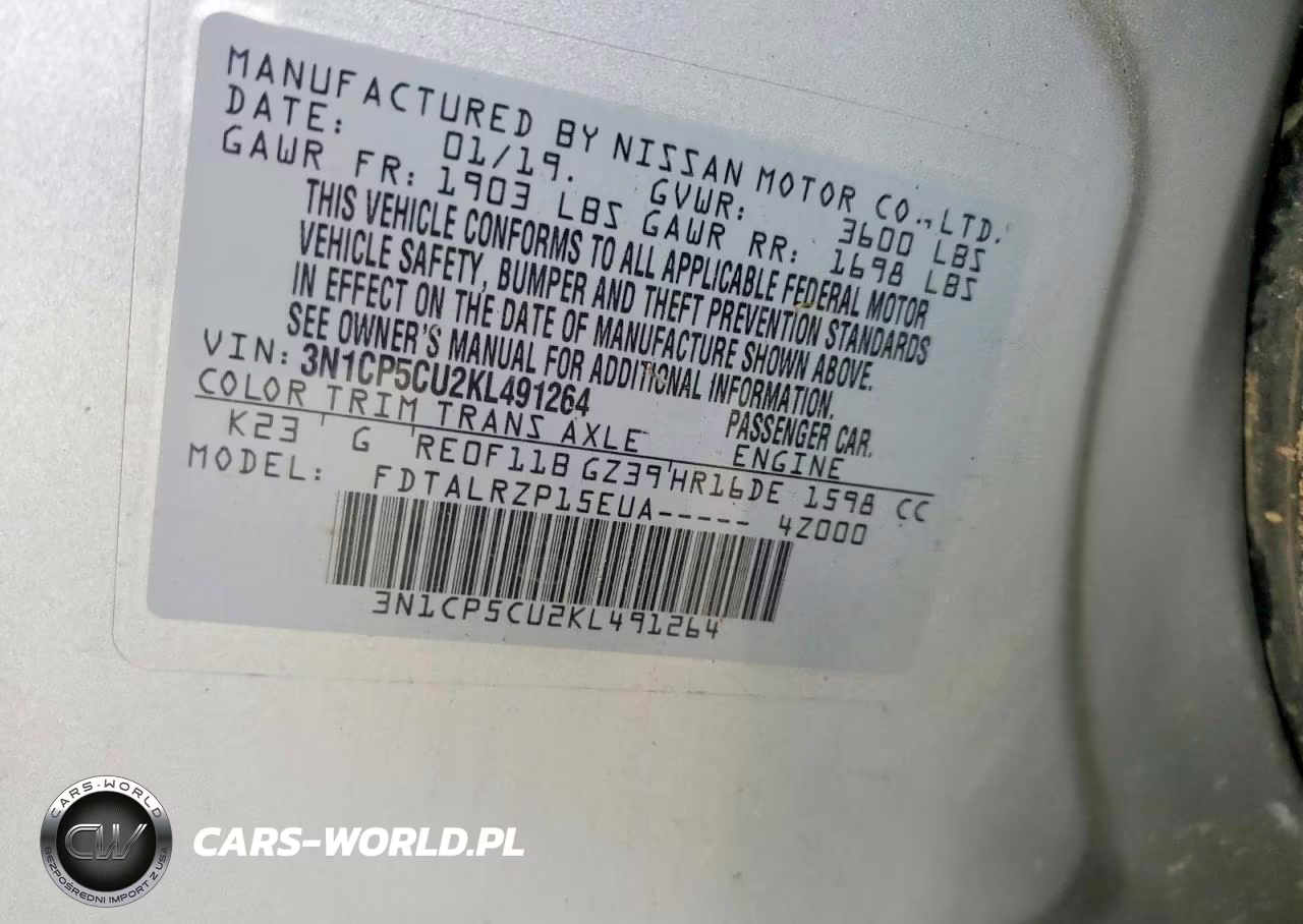 2019 Nissan Kicks S VIN:3N1CP5CU2KL491264 - 12