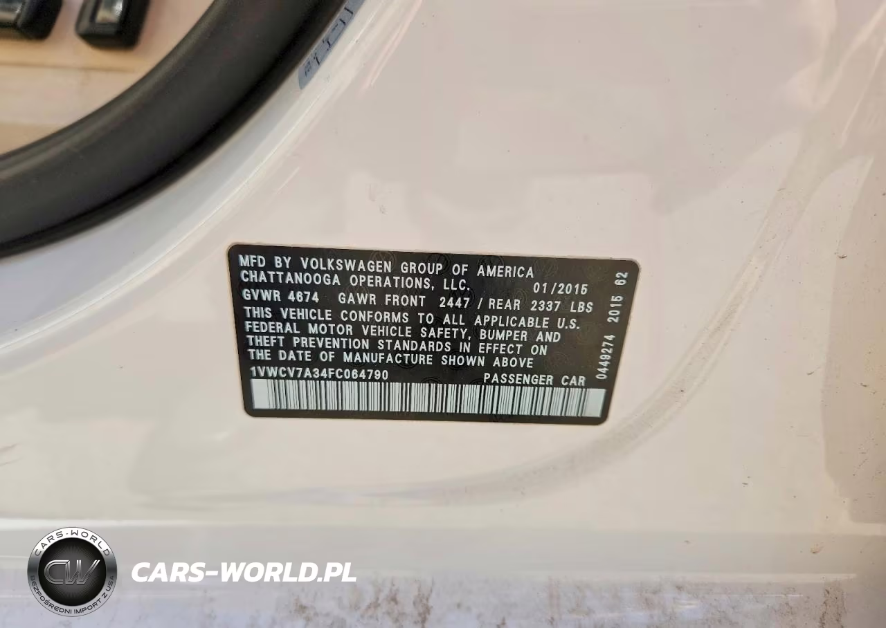 2015 Volkswagen Passat Sel VIN:1VWCV7A34FC064790 - 13