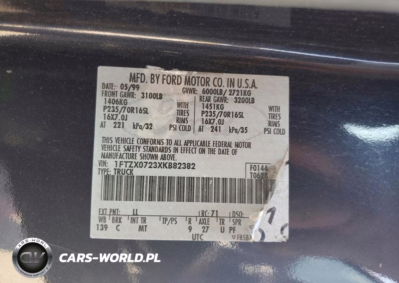 1999 Ford F150 VIN:1FTZX0723XKB82382 - 12