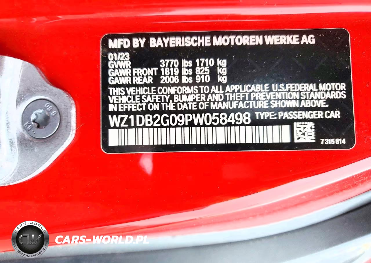 2023 Toyota Gr Supra 2.0 VIN:WZ1DB2G09PW058498 - 12