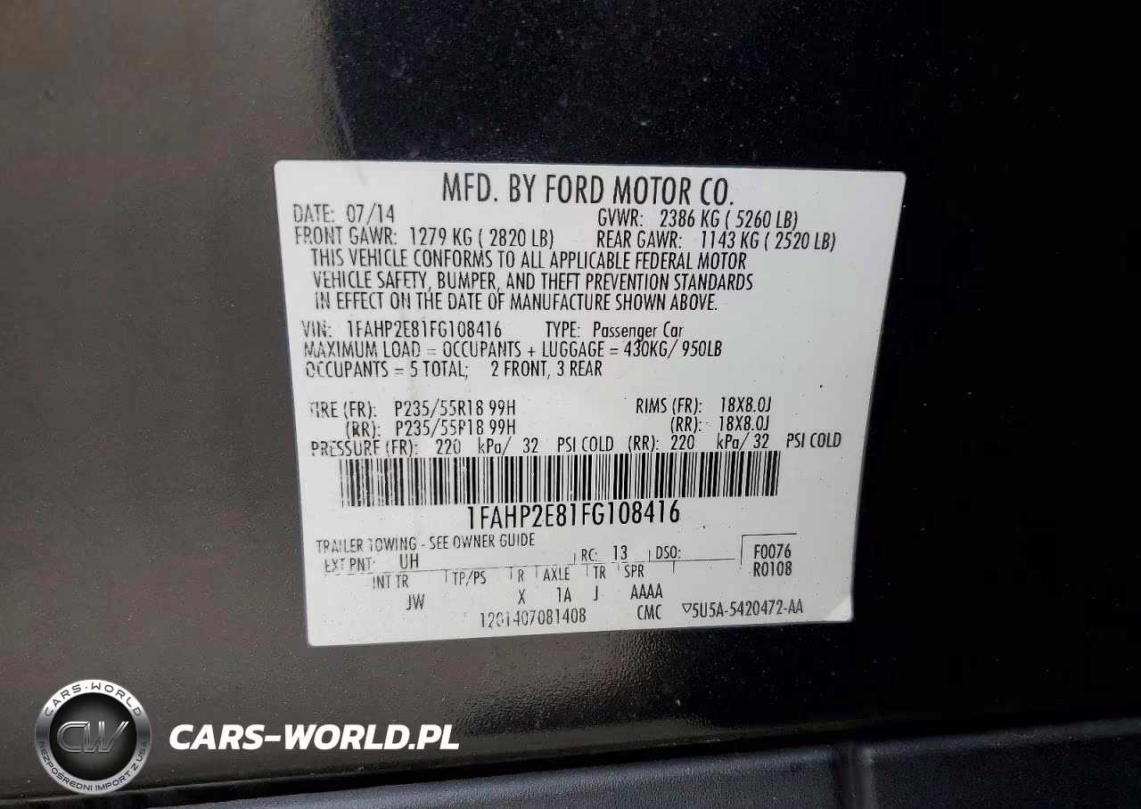 2015 Ford Taurus Sel VIN:1FAHP2E81FG108416 - 12