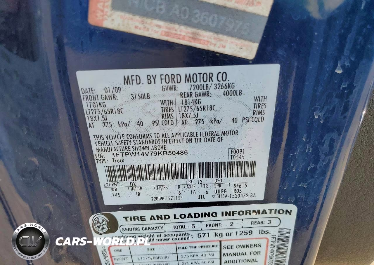 2009 Ford F150 Supercrew VIN:1FTPW14V79KB50486 - 12