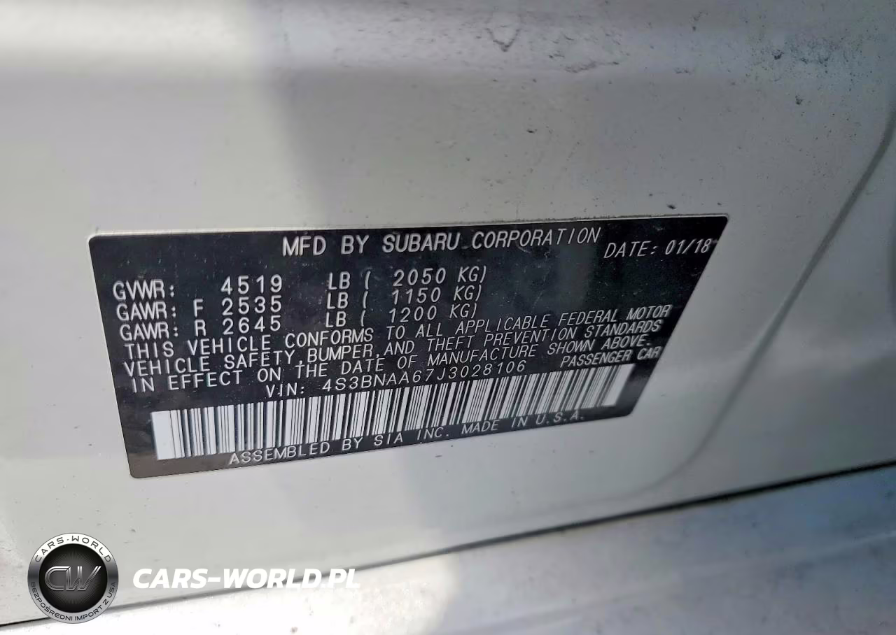 2018 Subaru Legacy 2.5I VIN:4S3BNAA67J3028106 - 12