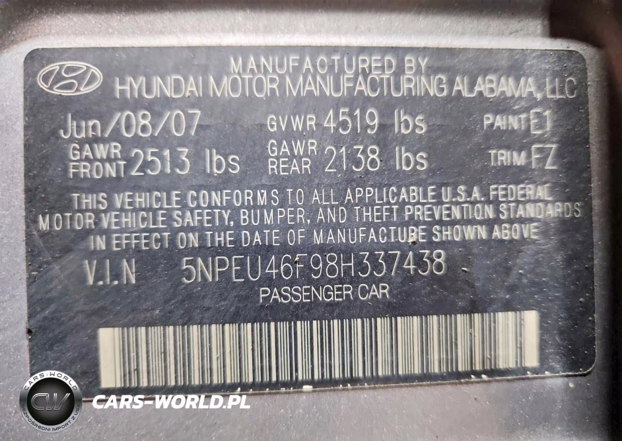 2008 Hyundai Sonata Se V6 VIN:5NPEU46F98H337438 - 13