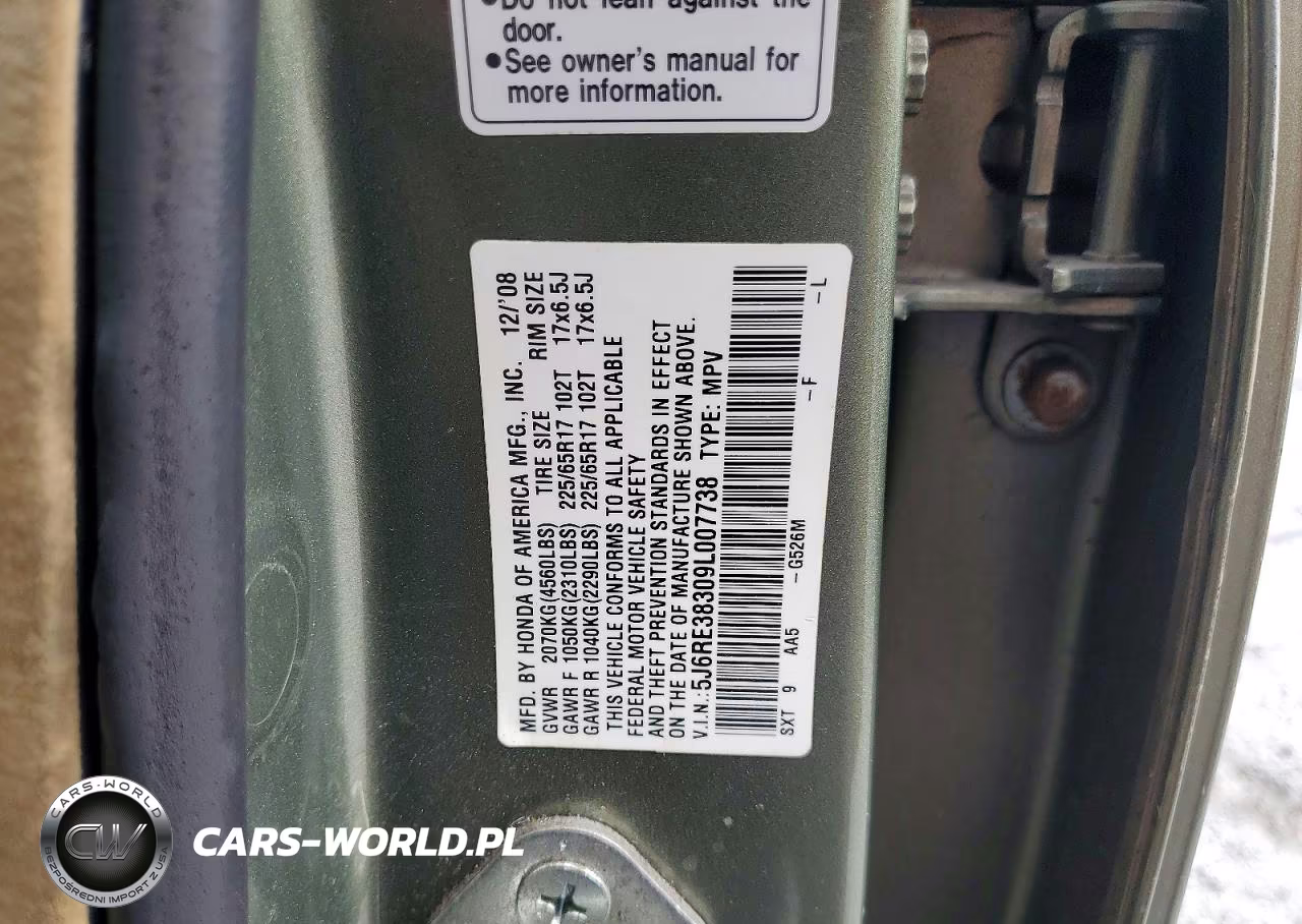 2009 Honda Cr-V Lx VIN:5J6RE38309L007738 - 13