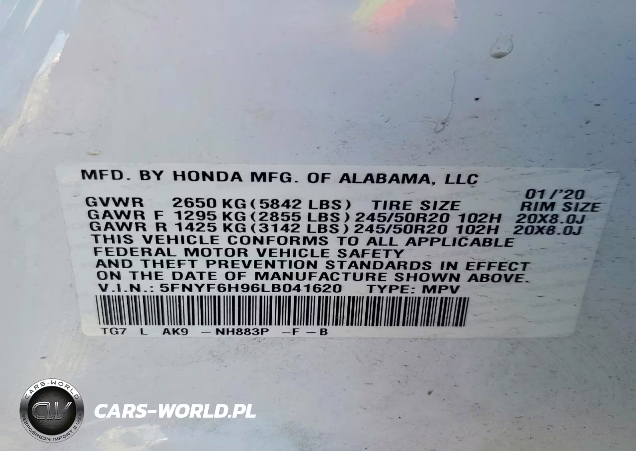 2020 Honda Pilot Touring VIN:5FNYF6H96LB041620 - 13