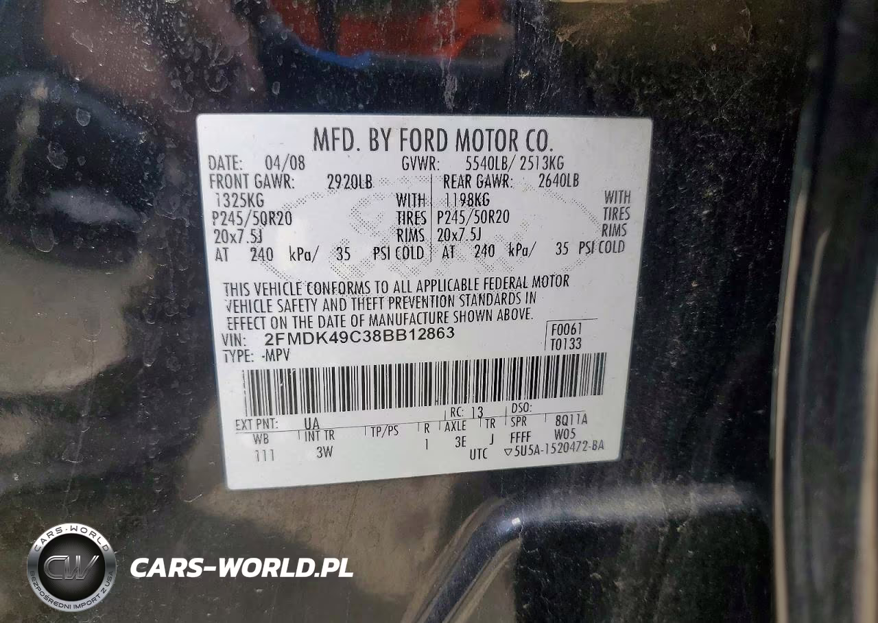 2008 Ford Edge Limited VIN:2FMDK49C38BB12863 - 13