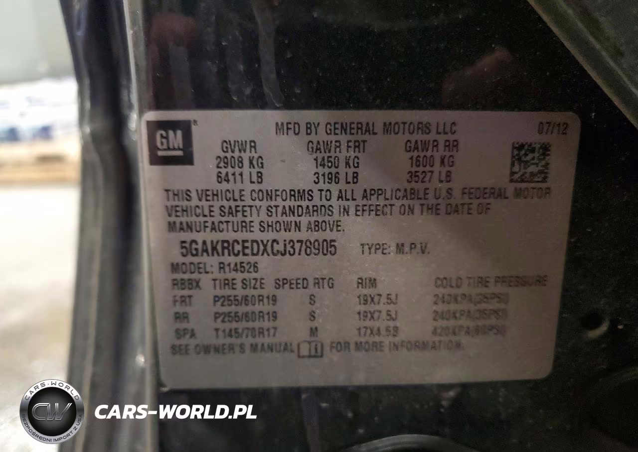 2012 Buick Enclave VIN:5GAKRCEDXCJ378905 - 13