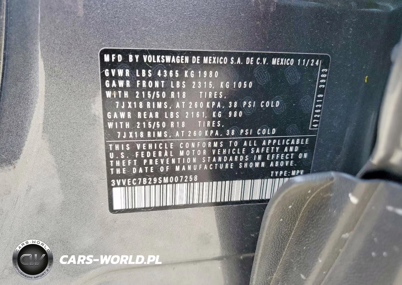 2025 Volkswagen Taos Se VIN:3VVEC7B29SM007258 - 12