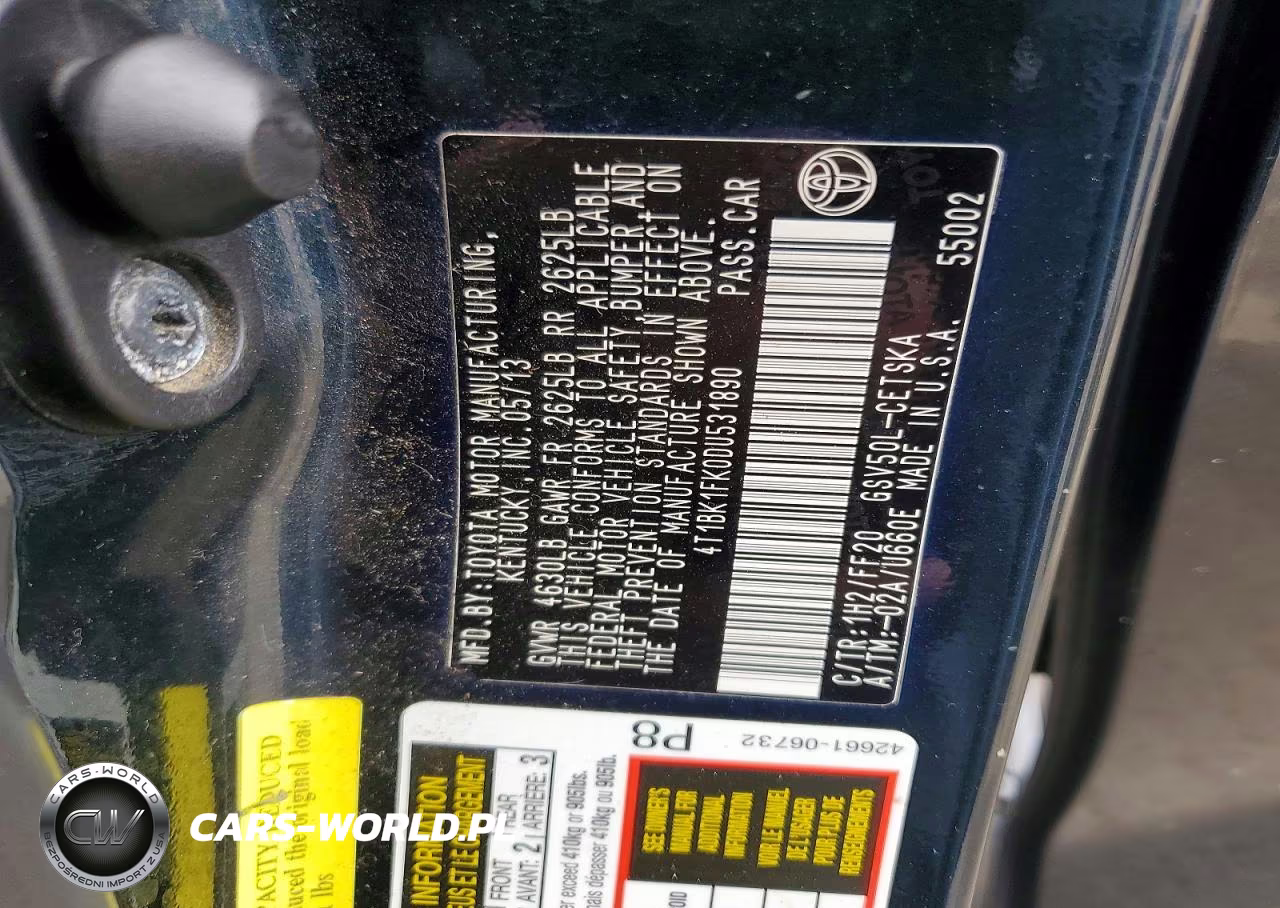 2013 Toyota Camry Se VIN:4T1BK1FK0DU531890 - 12