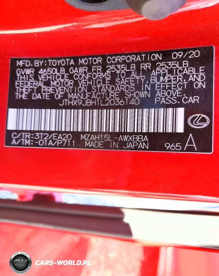 2020 Lexus Ux 250H VIN:JTHX9JBH1L2036140 - 13