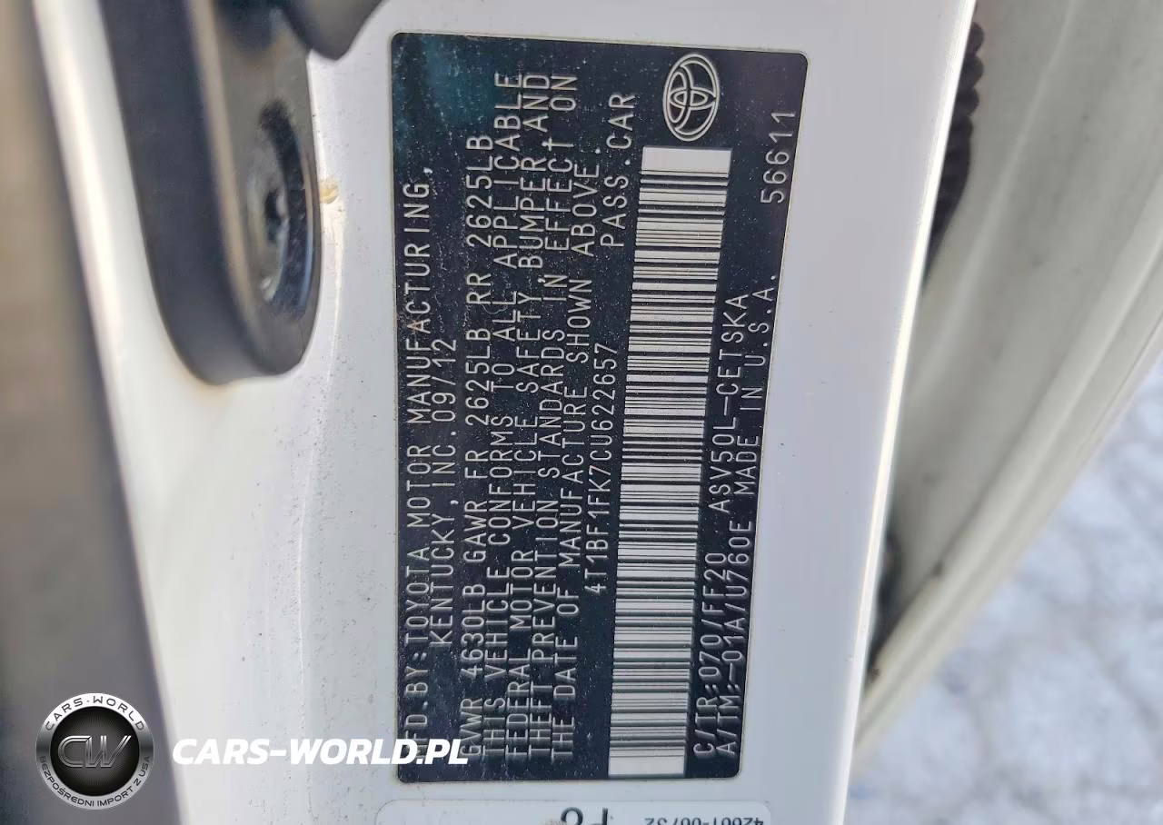 2012 Toyota Camry Se Sport Limited Edition VIN:4T1BF1FK7CU622657 - 13