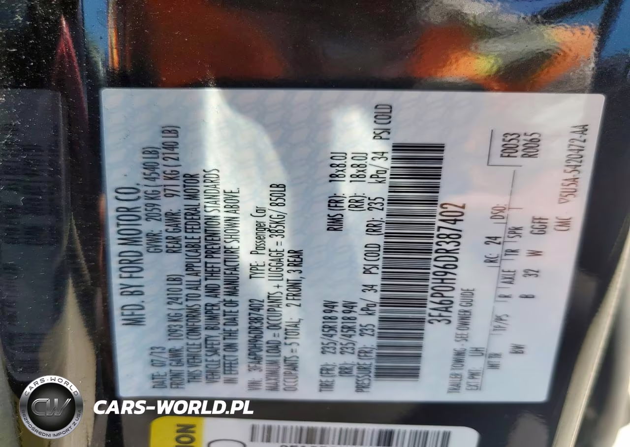 2013 Ford Fusion Se VIN:3FA6P0H96DR387402 - 12