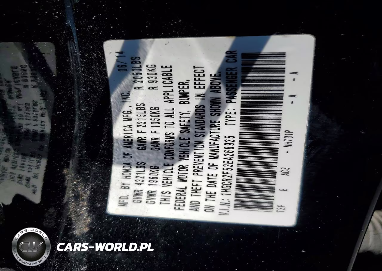 2014 Honda Accord Sport VIN:1HGCR2F53EA266925 - 12