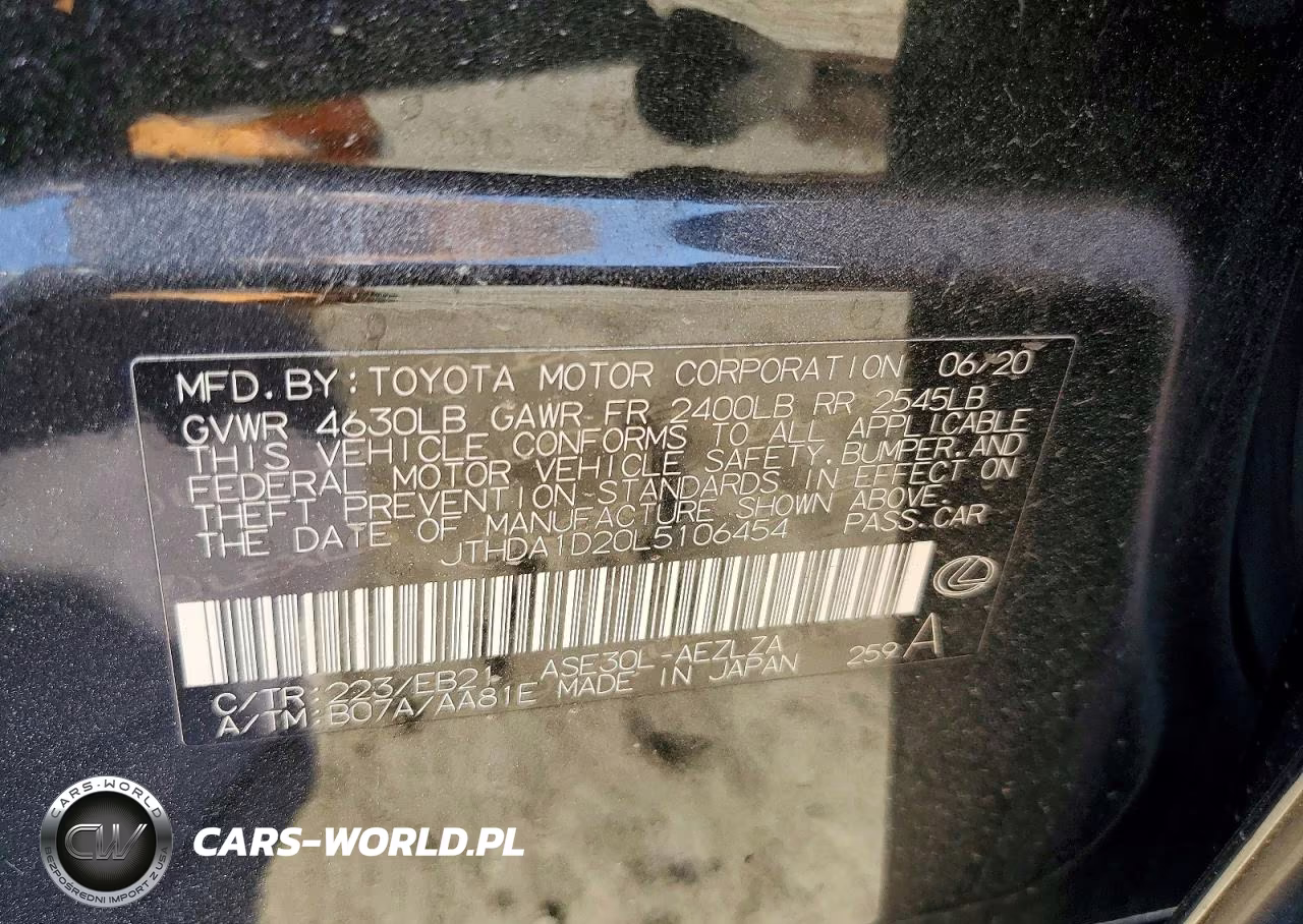 2020 Lexus Is 300 VIN:JTHDA1D20L5106454 - 12