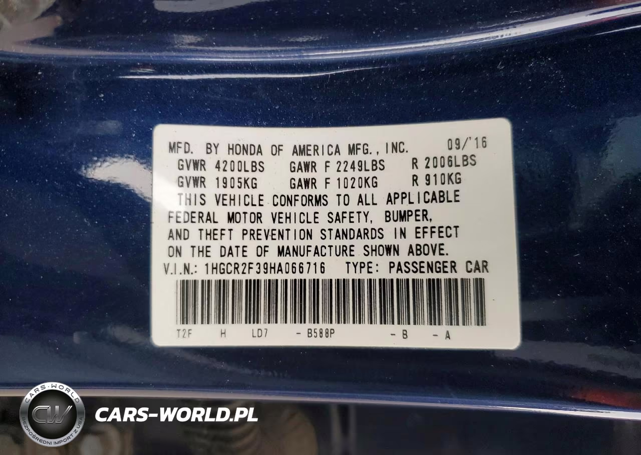2017 Honda Accord Lx VIN:1HGCR2F39HA066716 - 12