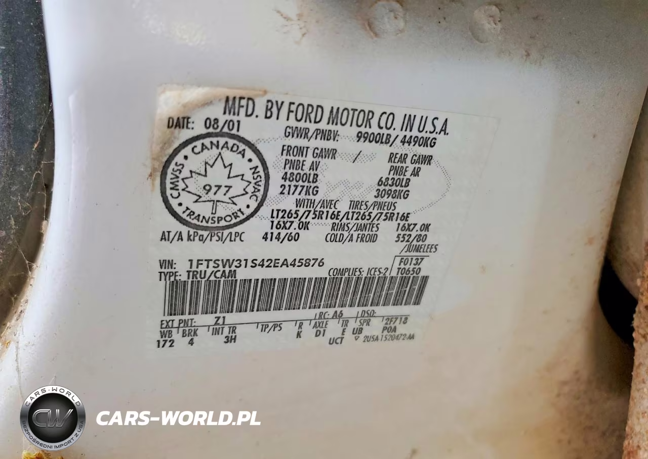 2002 Ford F350 Srw Super Duty VIN:1FTSW31S42EA45876 - 13