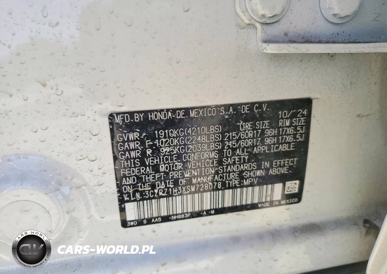 2025 Honda Hr-V Lx VIN:3CZRZ1H3XSM728078 - 13