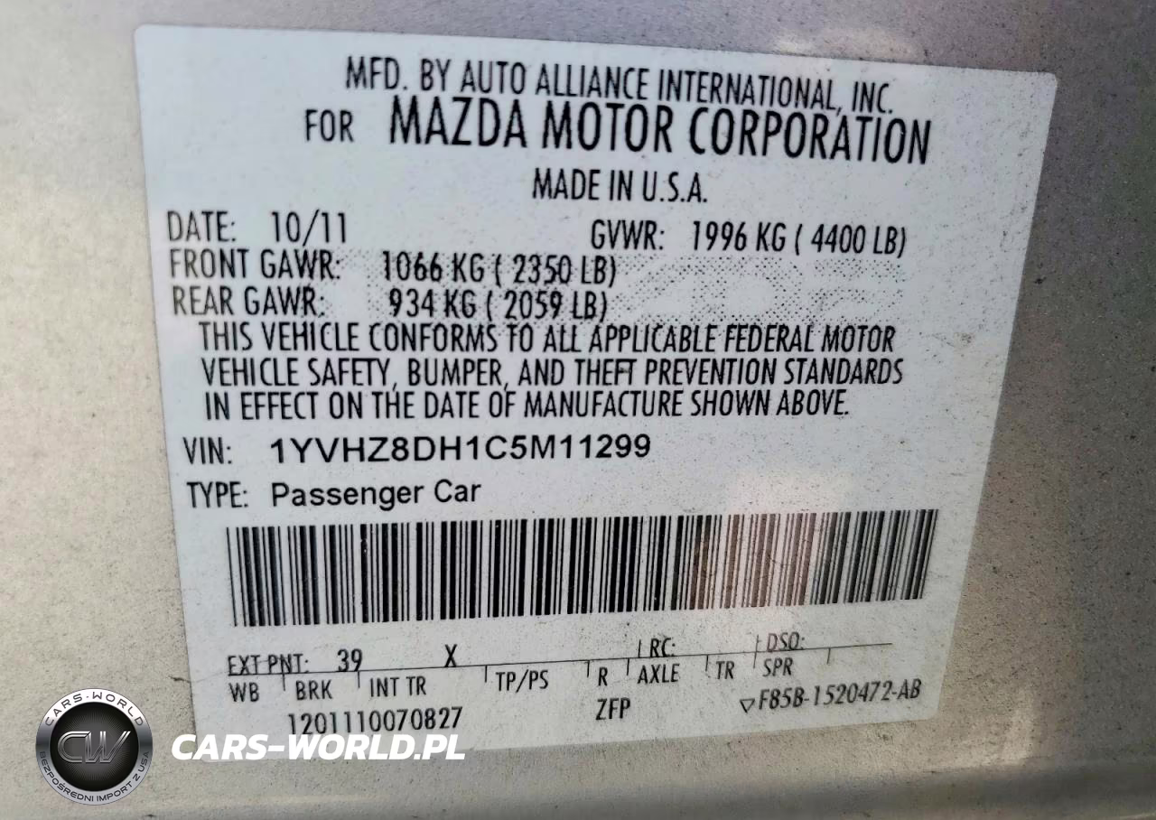 2012 Mazda 6 I VIN:1YVHZ8DH1C5M11299 - 12