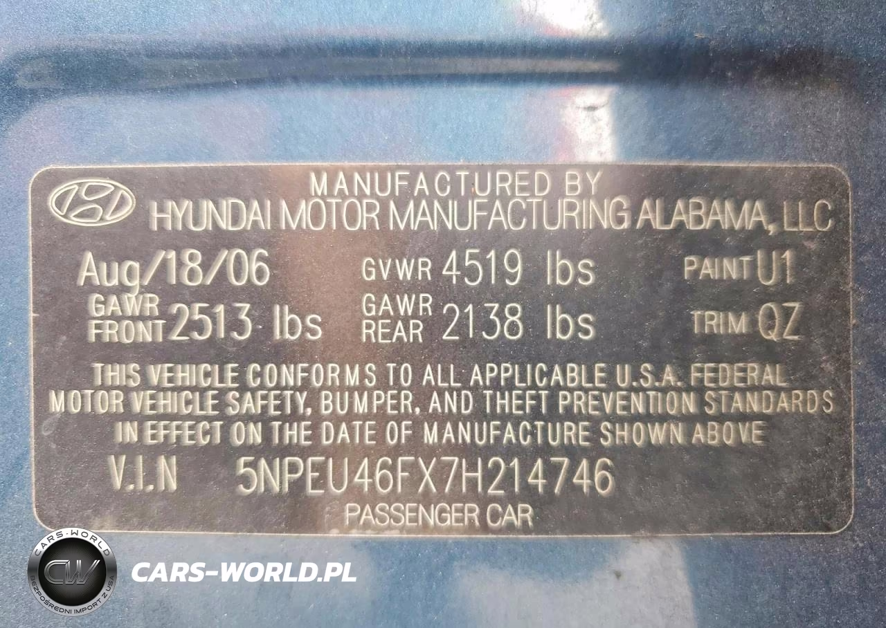 2007 Hyundai Sonata Se VIN:5NPEU46FX7H214746 - 12