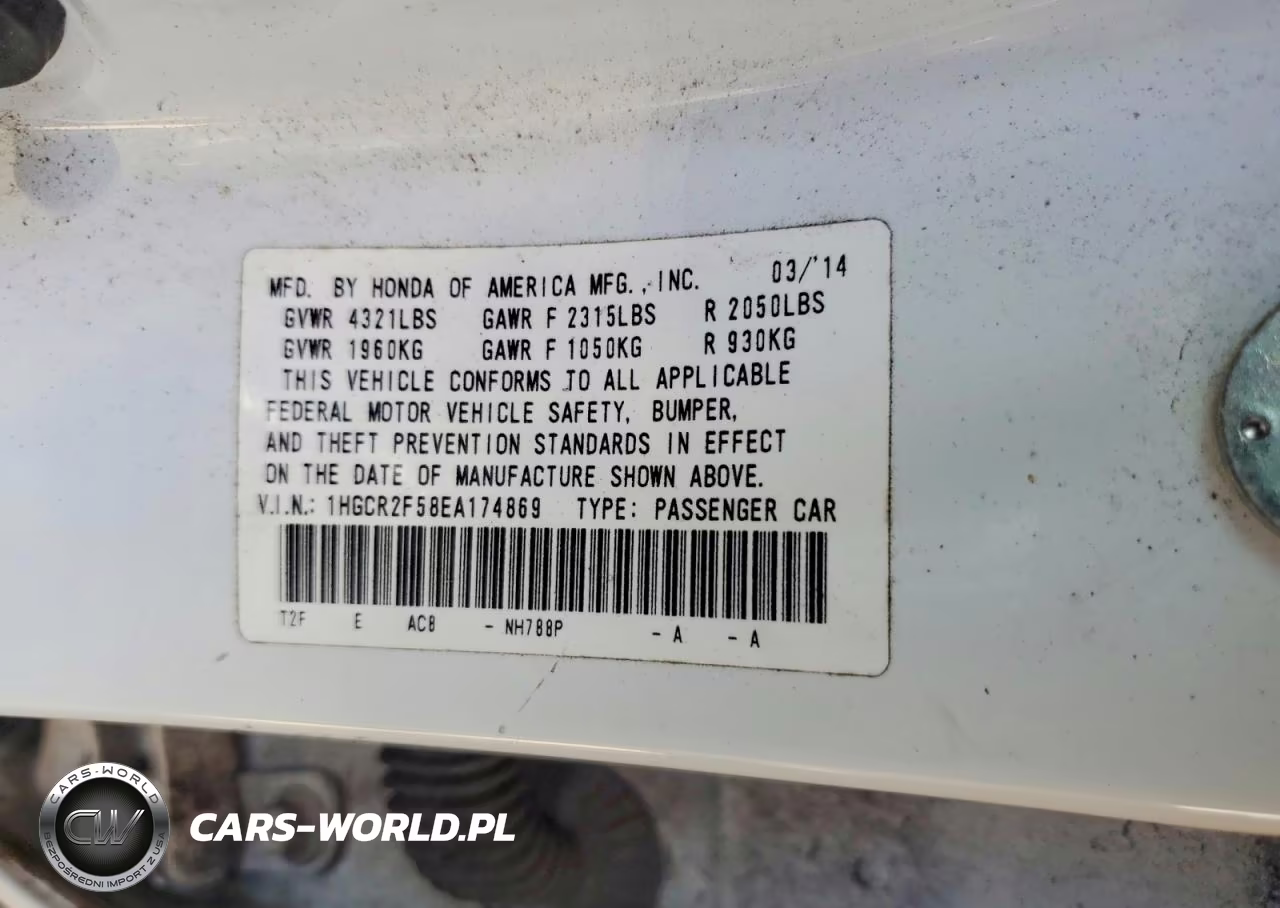 2014 Honda Accord Sport VIN:1HGCR2F58EA174869 - 12