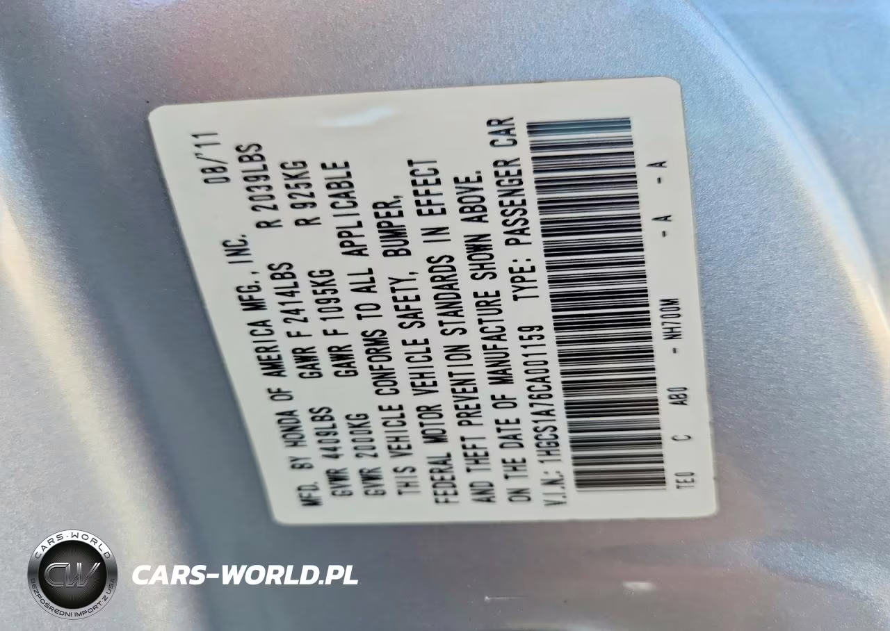 2012 Honda Accord Ex VIN:1HGCS1A76CA001159 - 13
