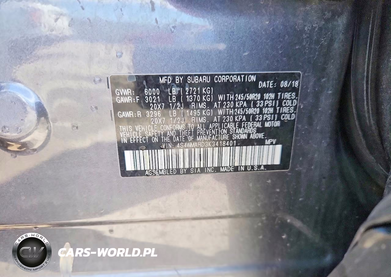 2019 Subaru Ascent Touring VIN:4S4WMARD3K3418401 - 14