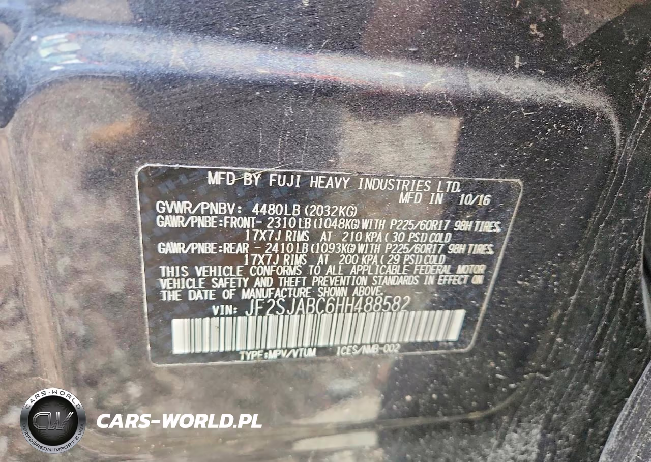 2017 Subaru Forester 2.5I VIN:JF2SJABC6HH488582 - 14
