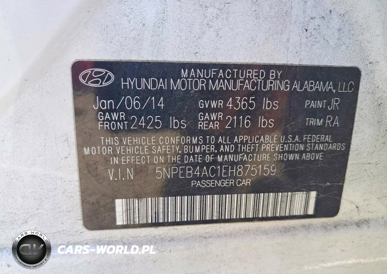 2014 Hyundai Sonata Gls VIN:5NPEB4AC1EH875159 - 12
