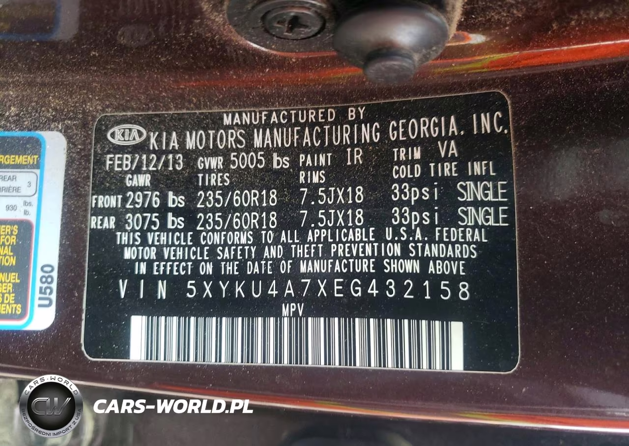 2014 Kia Sorento Ex VIN:5XYKU4A7XEG432158 - 13