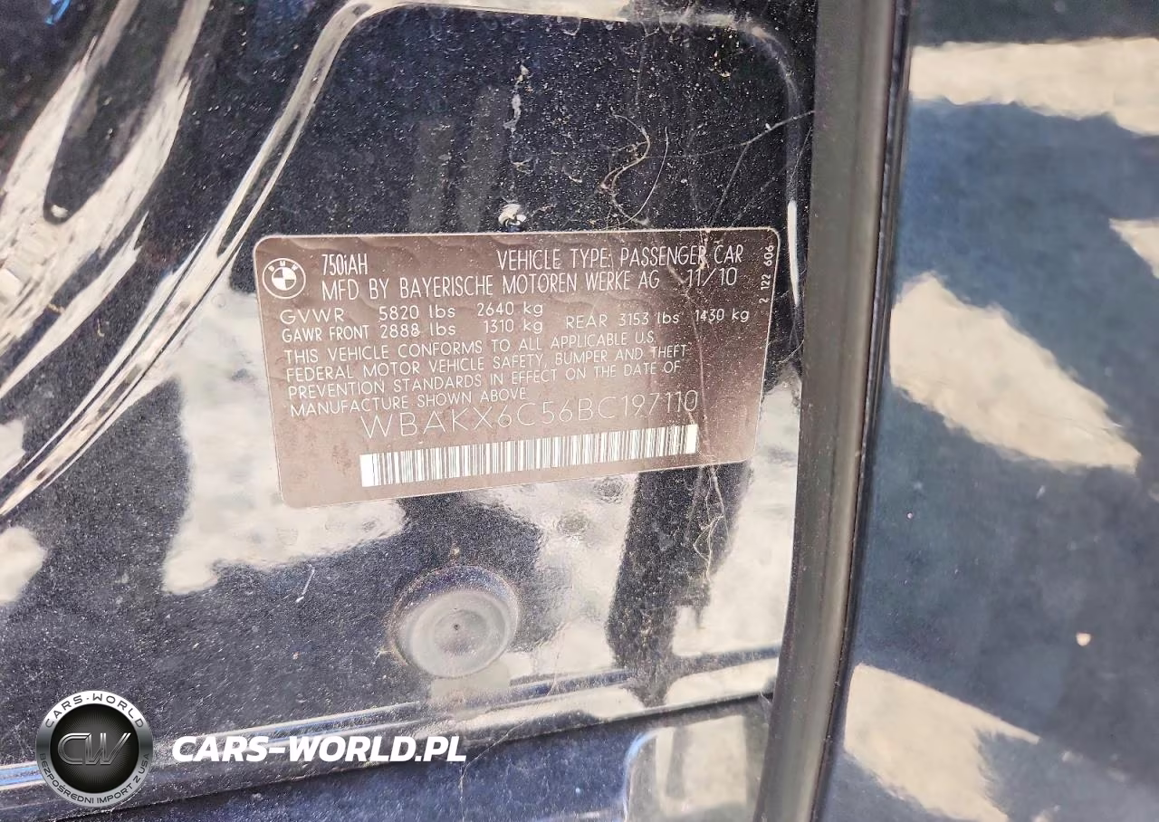 2011 BMW 750 I VIN:WBAKX6C56BC197110 - 12