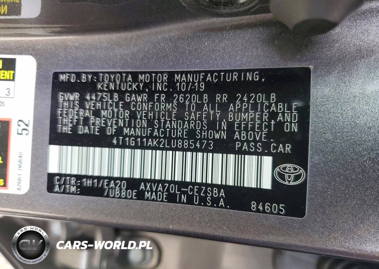 2020 Toyota Camry Se VIN:4T1G11AK2LU885473 - 13