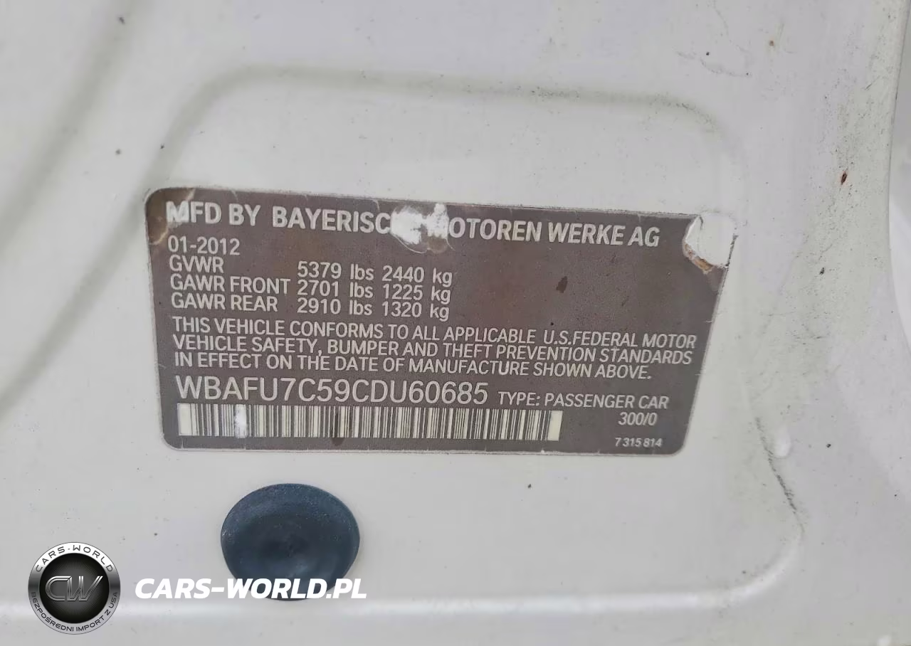 2012 BMW 535 Xi VIN:WBAFU7C59CDU60685 - 12